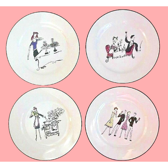 Set of 4 Rosanna Ceramic Salad Plates A Woman's Work is Never Done 8" - Picture 13 of 13